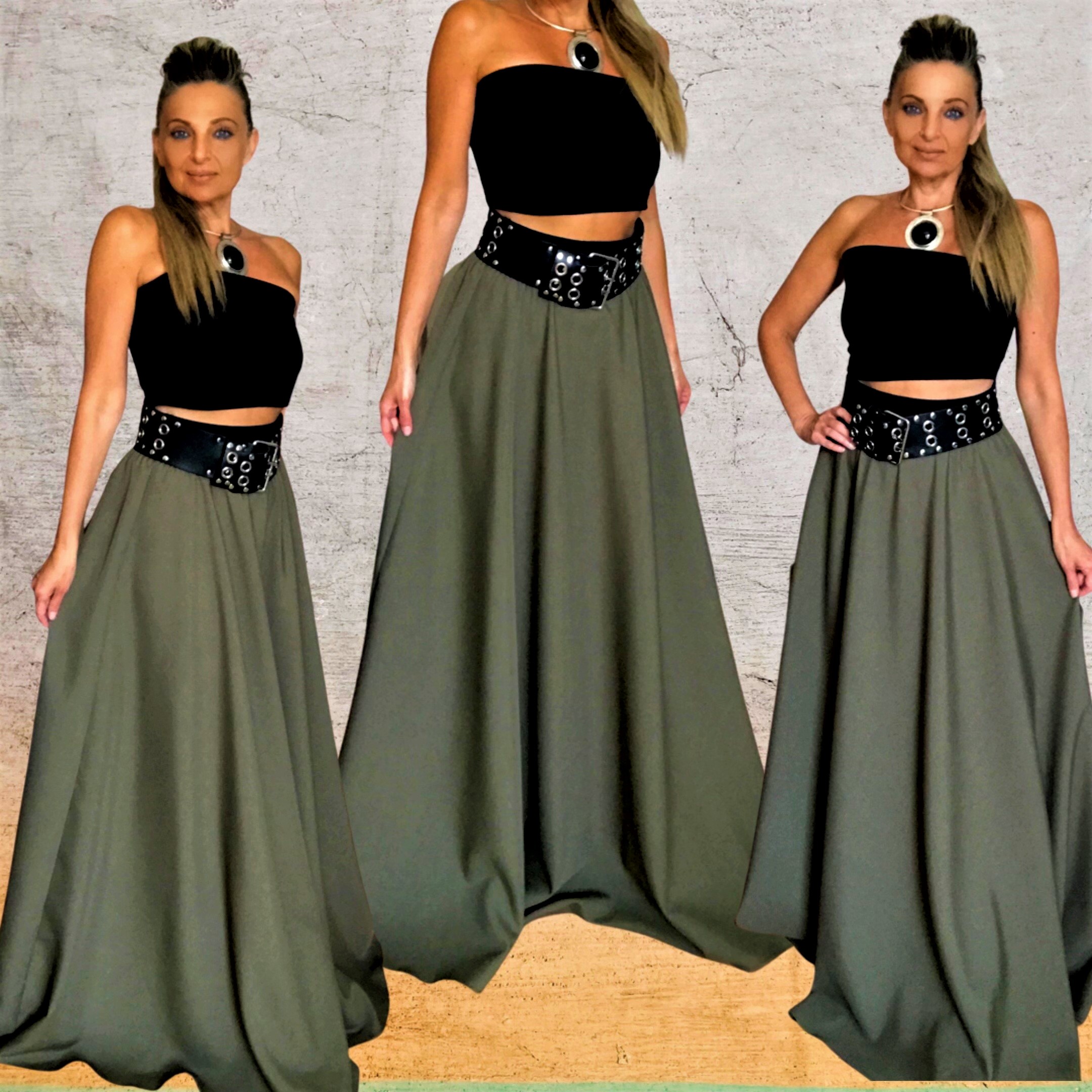 dlouhá sukně BOROS - khaki kostýmovka